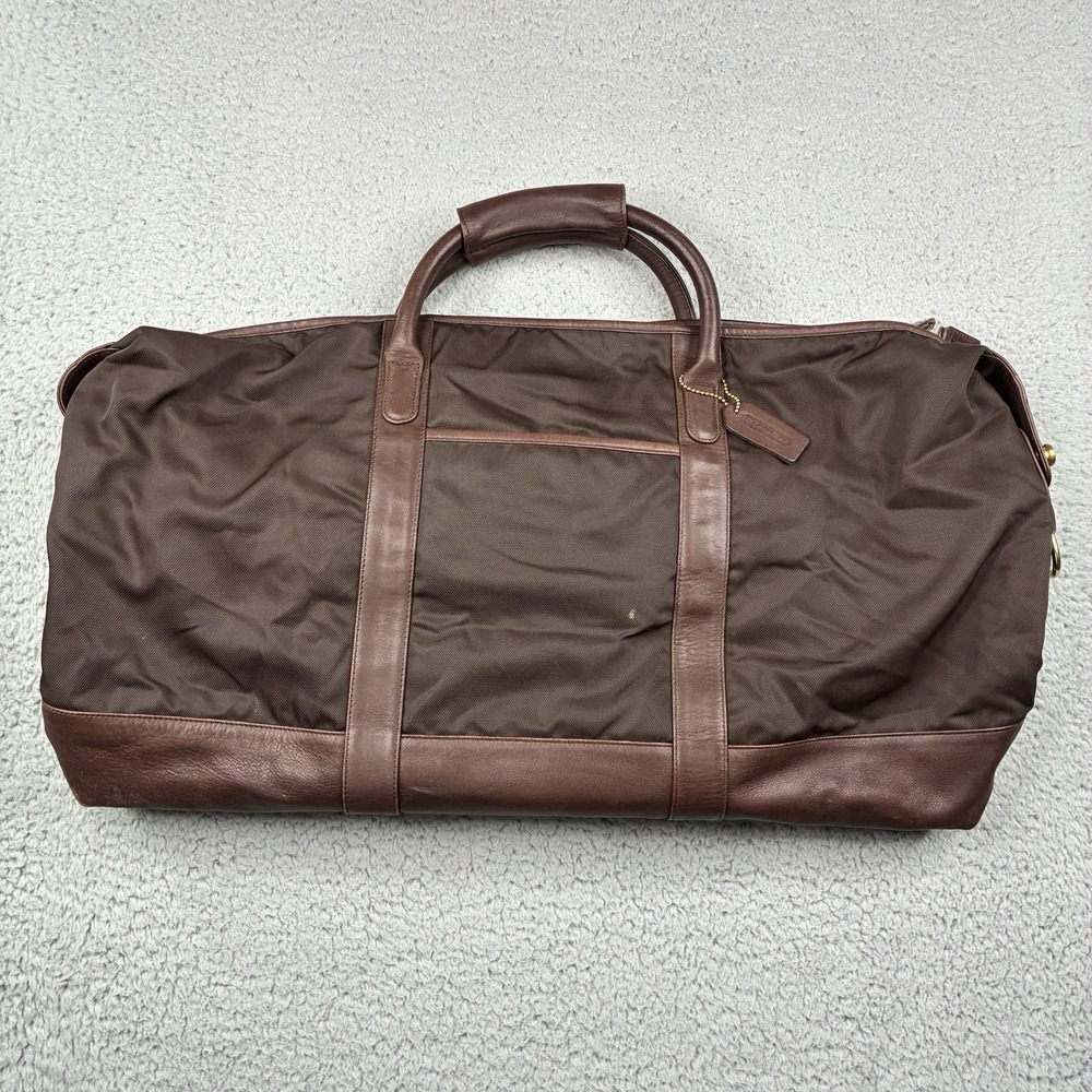 Vintage Coach 5497 Medium Cabin Bag Brown Nylon Leather Weekender Duffle